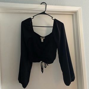 Forever 21 Long Sleeve Ruffle Crop Top
